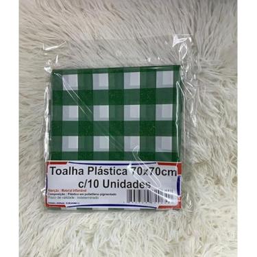 Imagem de Kit 10 Toalha De Mesa Lisa Plástica 70x70cm Para Aniversário Festa Casamento(Xadrez verde)