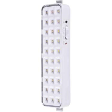 Imagem de Luminária de Emergência 30 LEDs SMD, Recarregável, Luz Branca, 20,4 x 5,5 cm