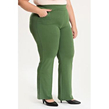 Imagem de Calça Feminina Plus Size Confort em Molecotton C/ Bolso - Serena, Verd