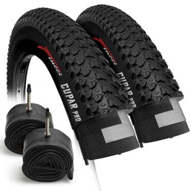 Imagem de Fincci Set 26 x 2.125 Bike Tires 57-559 Foldable with Presta Valve Inner Tubes for MTB Hybrid City Bike Bicycle Cycle