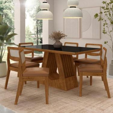 Imagem de Mesa Santiago Com 6 Cadeiras Sextavada Fre/pret/material sintético Car