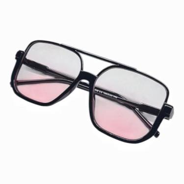 Imagem de Óculos De Sol meia armação metal quadrada lente champanhe pêssego moda Feminina 2025(F Óculos sem estojo)