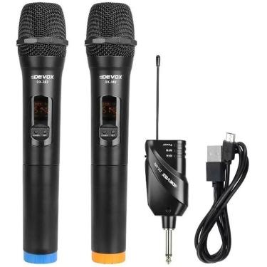 Imagem de Microfone Sem Fio Mao Duplo Uhf Mini Dx-382 Devox
