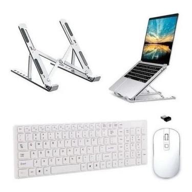 Imagem de Teclado Mouse Wireless E Suporte Branco Para Notebook Dell Cor do tecl