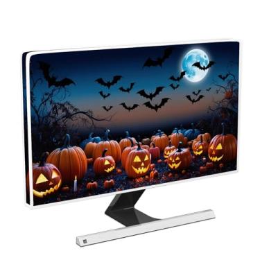 Imagem de Baocicco Halloween Pumpkins impermeável 22, 23, 24, 25 polegadas antiestática à prova de poeira LCD/LED/HD assustador Hallowmas Night Bat Moon Capa de corpo inteiro para monitor de tela de computador
