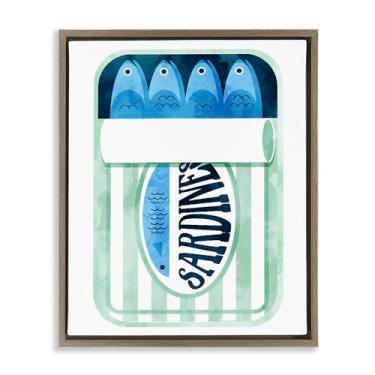 Imagem de Stupell Industries Sardinhas em Lata Listrada Marrom Emoldurado Tela Flutuante Design de Parede por Lil' Rue, 78 x 63 cm