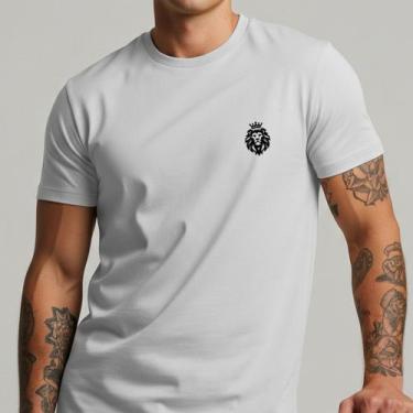 Imagem de Camiseta Masculina Leão Minimalista Coroa  Estilo Streetwear Casual 10
