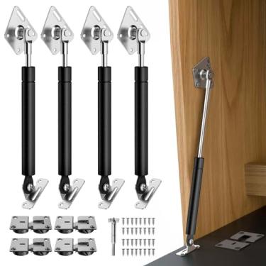 Imagem de Suportes de gás suspensos, com eixo de giro de página de 90 graus, dobradiça de mola a gás, para armário e mesa para baixo lentamente, apenas abre a porta (4 peças - suportes de gás preto-suspenso)
