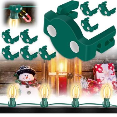 Imagem de Haldane 60 Peças De Clipes Magnéticos Para Luzes Natal, Ganchos Extra Fortes C7/C9 Iluminação Pátios Externos, Trilhos Telhado Superfície Metálica, Calha, Verde