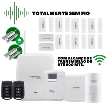 Imagem de Kit Alarme Intelbras AMT 8000 Sem Fio Híbrido com 10 Sensores e Porta 