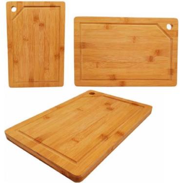 Imagem de Tabua de Madeira Bambu para Churrasco Grande Legumes Multiuso 40X30 - 