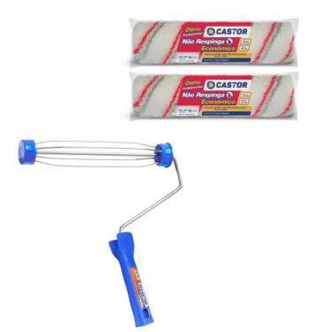 Imagem de Kit 2 Rolos de Pintura Não Respinga + 1 Cabo - Castor