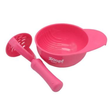 Imagem de Kit bowl e amassador de papinhas rosa zoop baby - zoop toys