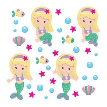 Imagem de Adesivo de Parede Infantil Sereia Quarto Menina Bebe - 217ir - Allodi