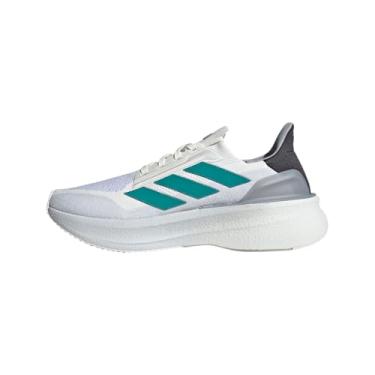 Imagem de adidas Ultraboost 5X Tênis de corrida masculino, Branco/azul-petróleo/cinza claro, 35