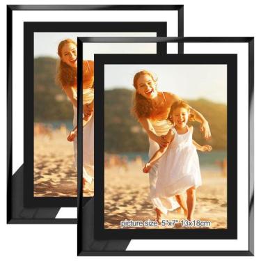 Imagem de Conjunto de 2 porta-retratos HIKWADERY Black 5x7 com vidro HD