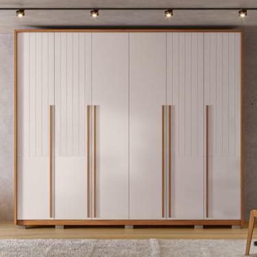 Imagem de Guarda Roupa Casal Ema com 6 Portas de Bater e 6 Gavetas em MDF OffWhite/Freijo G11 - Gran Belo