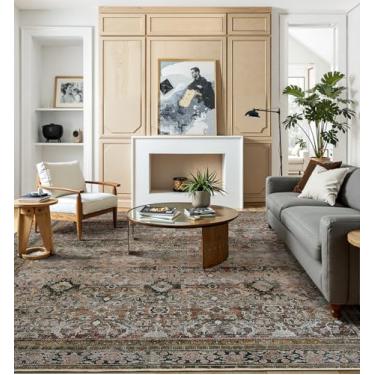 Imagem de RIMAYA Tapete de área lavável à máquina 20 x 25 cm, tapetes grandes ultra macios com suporte antiderrapante e encadernação de borda durável, tapete vintage fofo para sala de estar, quarto, sala de