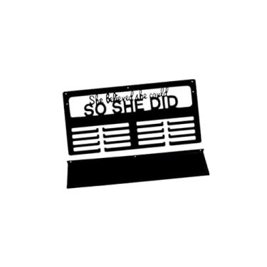 Imagem de YIJU Expositor de medalhas, prateleira para troféus, porta-prêmios de metal, suporte para medalhas para corrida, corrida, beisebol, medalhas de premiação