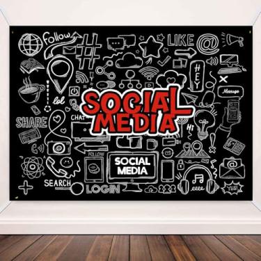 Imagem de TOAOFY Pano de fundo de mídia social preto e vermelho 1,8 m x 1,2 m para decoração de quarto de crianças, paredes de fotos de chá de bebê, faixa de celebração infantil TAYHBYW002