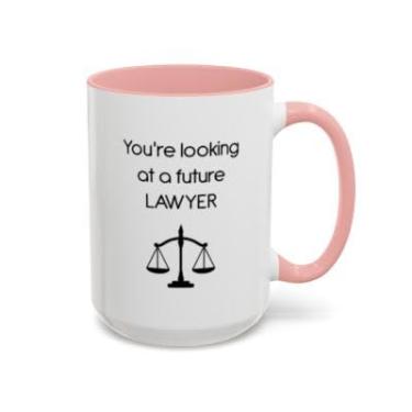 Imagem de Caneca Future Lawyer Accent – Presente para estudantes de direito, pré-direito ou aspirantes a advogados - Ideia de presente de aniversário e Natal (rosa, 425 g)