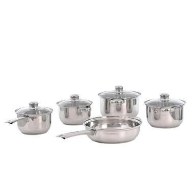 Imagem de Conjunto De Panelas Inox Com Tampa De Vidro 5 PeçAs