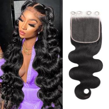 Imagem de Fecho de renda GYAJEP 5x5 HD Skin-Like Body Wave 40 cm de cabelo human