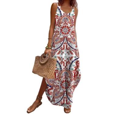 Imagem de Vestido de verão Zeagoo 2025 Vacation Casual Boho Maxi Pink M Women