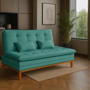 Imagem de Sofá Cama Casal 2 Lugares Reclinável Melim Suede Para Sala de Estar Ca