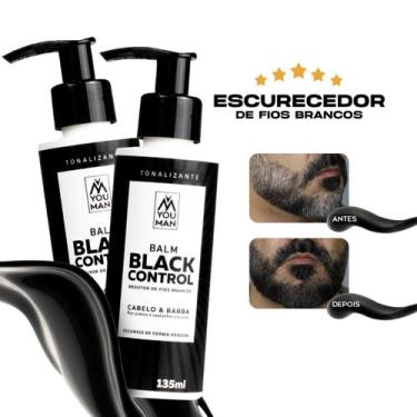 Imagem de Kit com 2 unidades do Balm escurecedor Black Control  Cabelo e barba  