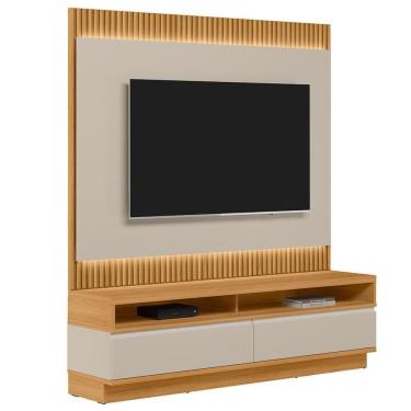 Imagem de Rack Para Sala Com Painel Para Tv 70 Pol Led 180cm Spencer L05 Tauari Off White Fosco - Lyam Decor