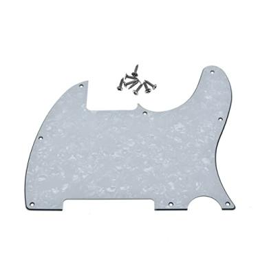 Imagem de Dopro 8 furos Tele placa de raspagem para guitarra em branco serve para Fender Telecaster Esquire White Pearl