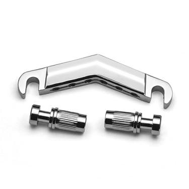 Imagem de MAXCHEER Barra de parada de guitarra Tailpiece fixo Hardtail Bridge V Shape com âncoras e parafusos peça de substituição para guitarra elétrica Les Paul LP SG estilo 6 cordas (cromada, forma V)