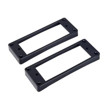 Imagem de Banworks Mini anéis Humbucker de plástico parte superior plana inferior curvada captador captador captador 10 x 10 mm moldura para guitarra elétrica estilo Les Paul LP pacote com 2 JT/SYQG-17 preto