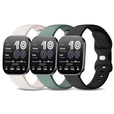 Imagem de Kollody Pacote com 3 pulseiras de silicone para relógio esportivo compatíveis com Amazfit Bip 6/Bip 5/Balance de 2,22 mm para Amazfit GTR 4/3 Pro/3/2/2e/GTR de 47 mm/equilíbrio/chita. Grande