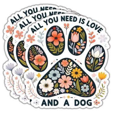 Imagem de (3 peças) All You Need is Love and A Dog Adesivos com citações motivacionais decalque adesivos de vinil à prova d'água adulto para laptop Kindle copo de carro garrafa de água caneca telefone caderno