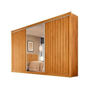Imagem de Guarda roupa Casal com Espelho 3 Portas de Correr 6 Gavetas Móveis Eur