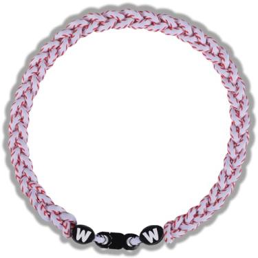 Imagem de Willtok Colar de beisebol premium de 45,7 cm com design de tornado de corda tripla trançada de nylon, 18 inch, Couro e nylon, Sem Pedra Preciosa