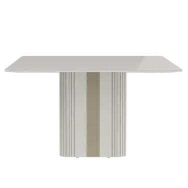 Imagem de Mesa de Jantar Liege Quadrada 1.35 MDF com Vidro Off White Fosco