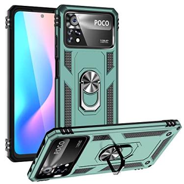 Imagem de SORAKA Capa para Xiaomi POCO X4 Pro 5G com suporte de anel invisível e placa de metal para montagem magnética em carro Capa rígida para PC Capa Xiaomi POCO X4 Pro 5G Capa