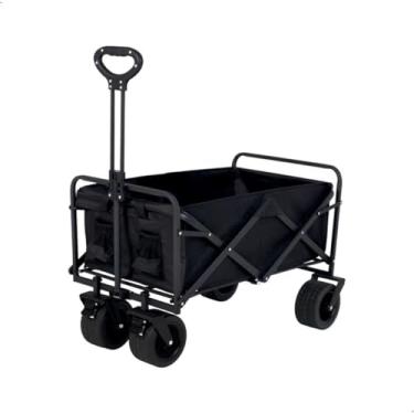 Imagem de Carrinho Cargo Dobrável de Compras e Camping,Multiuso Estrutura de Aço + Cesto Impermeável,Preto