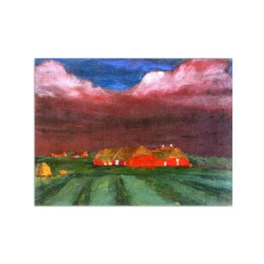 Imagem de Paisagem Abstrata Pôster Famosas Pinturas-Reprodução em Tela-Imagem Decoração Sala de Estar(Farm Houses) 60x80cm-23x31in Sem Moldura
