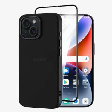 Imagem de Kit Capa Capinha Case Proteção Premium Preta Anti Impactos + Película de Vidro 3d (iPhone 14)