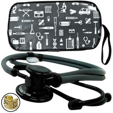 Imagem de Estetoscopio Rappaport Duplo Esteto Pamed Black Edition - Pa Med, Cinz