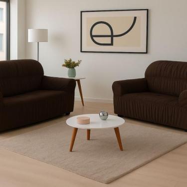 Imagem de Capa de Sofá 2 e 3 Lugares Elasticada Malha Gel 28 Elásticos Tabaco - 