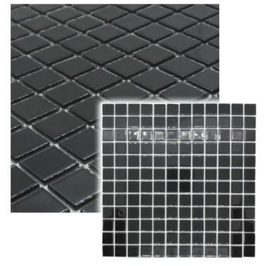 Imagem de Pastilha De Vidro Para Cozinha Banheiro Cristal Preta Lisa 30x30cm La Bella Griffe