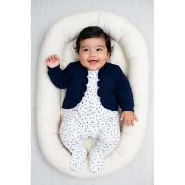 Imagem de Macacão Lari Babadinho Marinho Para Menina - Flor de Algodão, Azul, RN