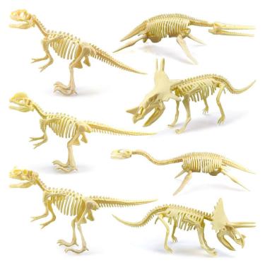 Imagem de Conjunto de figuras de esqueleto de dinossauro, 7 peças de brinquedo infantil de PVC realista
