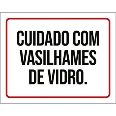 Imagem de Kit 3 Placas Cuidado Vasilhames De Vidro 36X46
