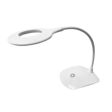 Imagem de Luminaria Abajur Led De Mesa Flexivel Touch Usb Pilha Branco